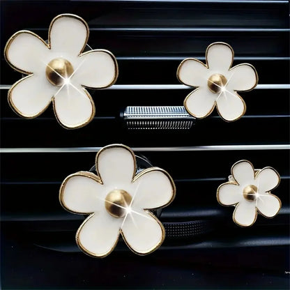 4pcs/set Small Car Air Outlet Perfume Decoration Clip Flower Daisy Design Car Interior Aromatherapy Fresheners Diffuser Access