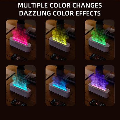 Flame Aroma Diffuser Essential Oil Air Humidifier Ultrasonic Cool Mist Difusor with RGB Realistic Fire Night Light