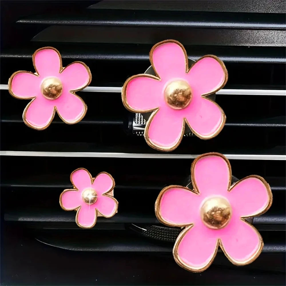 4pcs/set Small Car Air Outlet Perfume Decoration Clip Flower Daisy Design Car Interior Aromatherapy Fresheners Diffuser Access