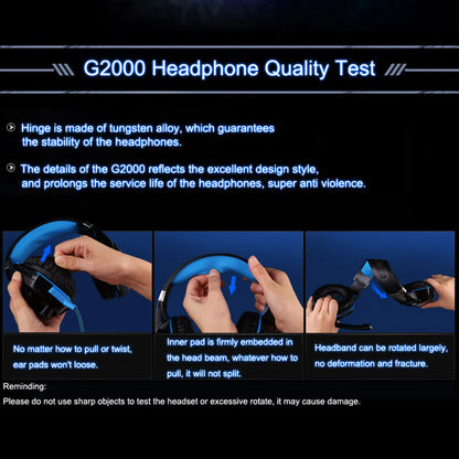 G2000 Gaming Headset Deep Bass Stereo Wired Headphone Glowing Earphone with Microphone for PS5 PS4 XBOX Laptop Computer Gamer