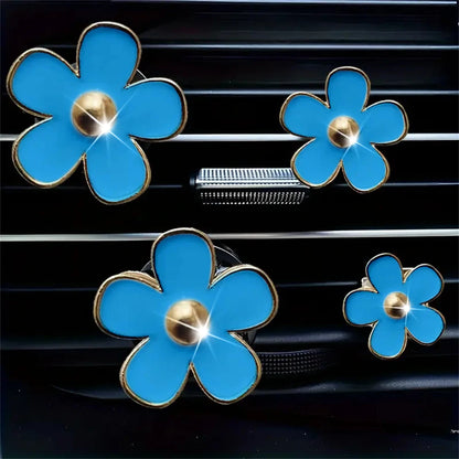 4pcs/set Small Car Air Outlet Perfume Decoration Clip Flower Daisy Design Car Interior Aromatherapy Fresheners Diffuser Access