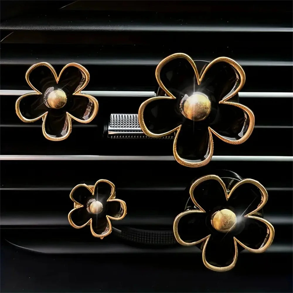 4pcs/set Small Car Air Outlet Perfume Decoration Clip Flower Daisy Design Car Interior Aromatherapy Fresheners Diffuser Access